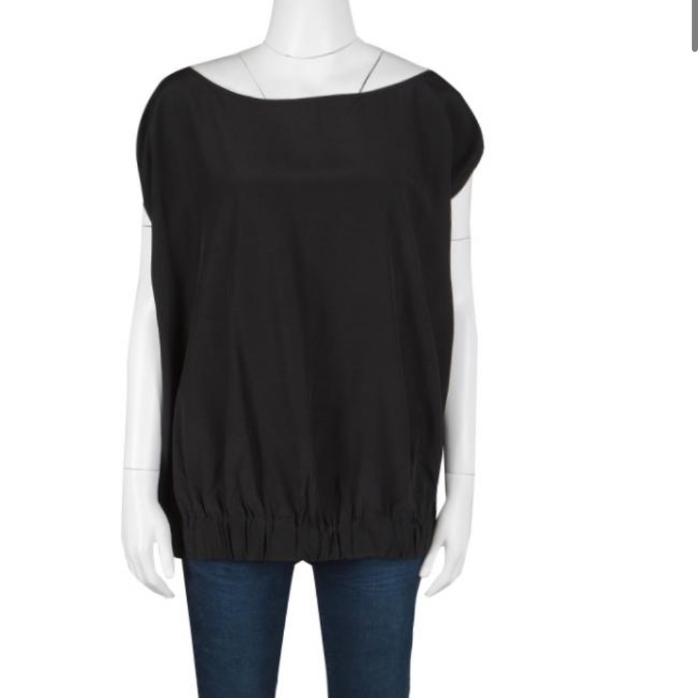Diane Von Furstenberg Women’s Black Silk Zip Sleeve Detail Tomori Top Size 12